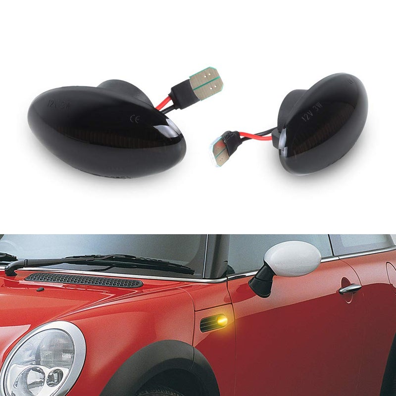 Gempro LED Side Marker Turn Signal Light Lamp Assembly for 2002-2006 MINI Cooper R50 R52 R53, Smoke Lens - Image 1